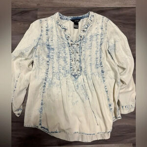 Ali Miles Denim Long Sleeve Shirt Size Medium